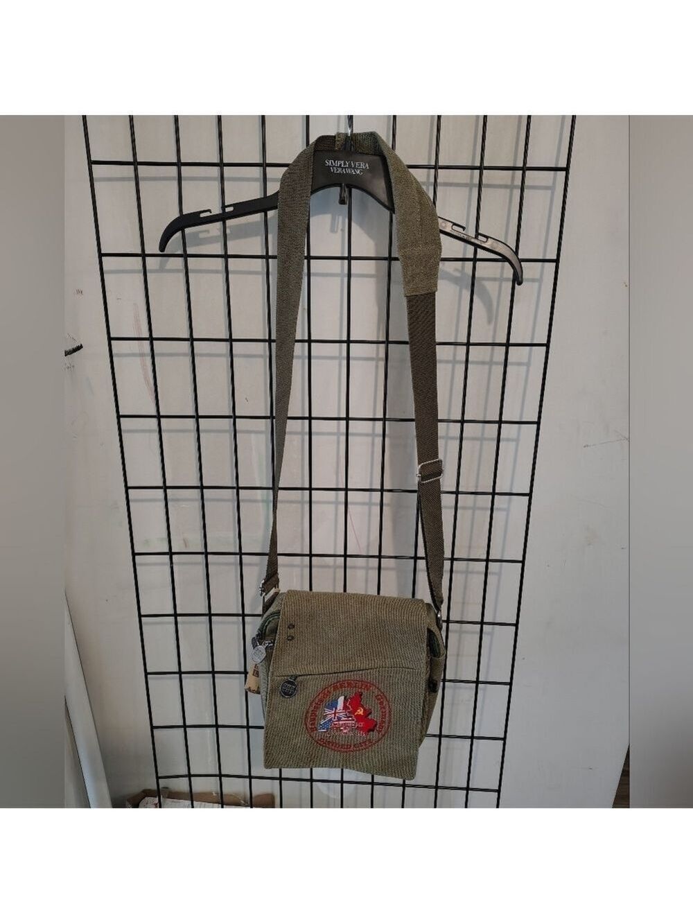 Berlin Green Canvas Crossbody Bag With Adjustable Strap